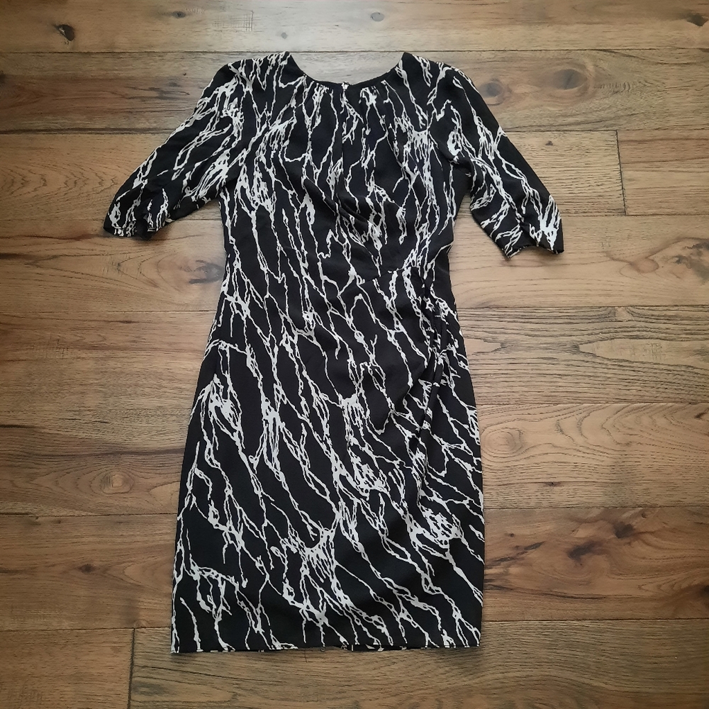 Whistles Silk Blend Abstract Print Fitted Cocktail Dress